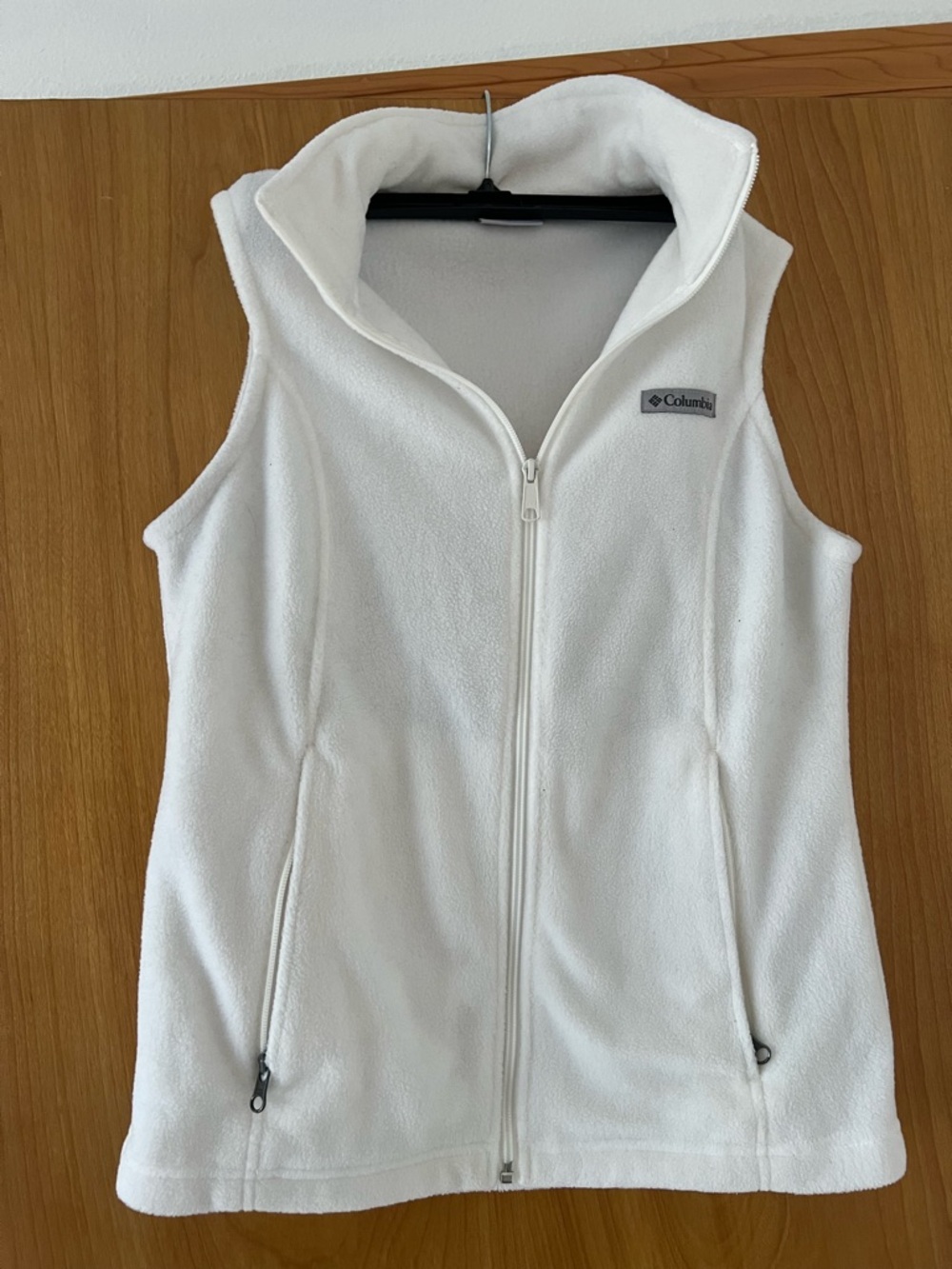 Columbia White Fleece Full-Zip Vest